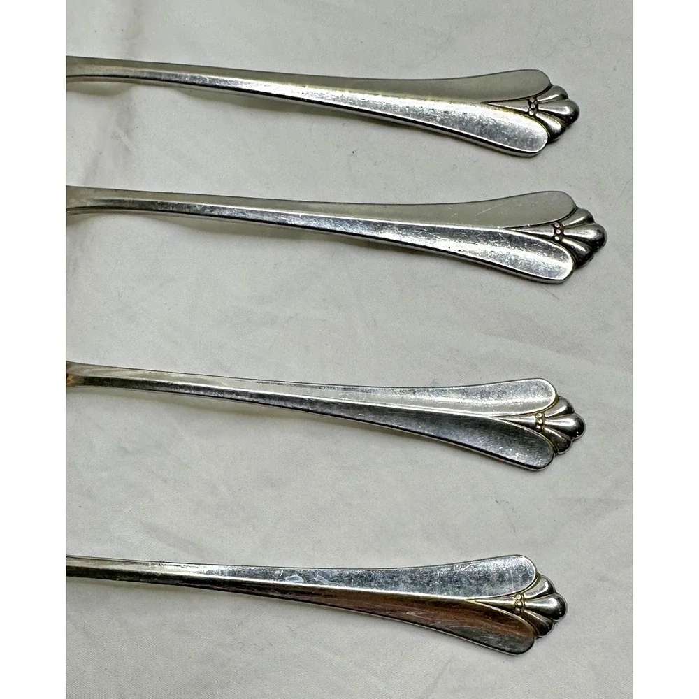 Oneida Royal Flute Stainless Flatware Silverware Teaspoons Salad Forks 4 Pc